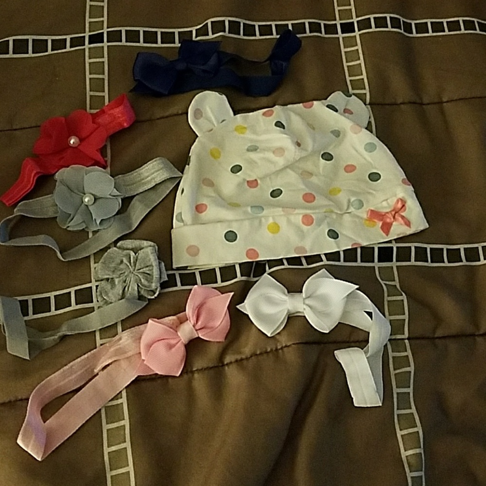 Infant Hair Bows and Hat